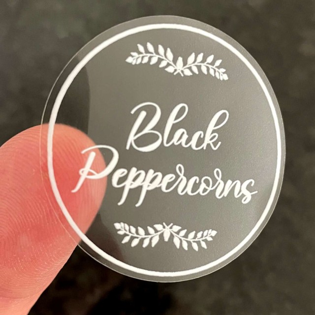 Αυτοκόλλητες ετικέτες διάφανες με εκτύπωση σε Λευκό (στρογγυλές) 42004