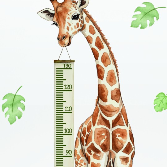 Αυτοκόλλητα τοίχου παιδικά μεζούρα ύψους Καμηλοπάρδαλη 1278748