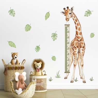 Αυτοκόλλητα τοίχου παιδικά μεζούρα ύψους Καμηλοπάρδαλη 1278748