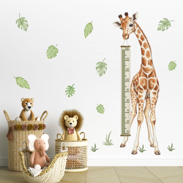 Αυτοκόλλητα τοίχου παιδικά μεζούρα ύψους Καμηλοπάρδαλη 1278748