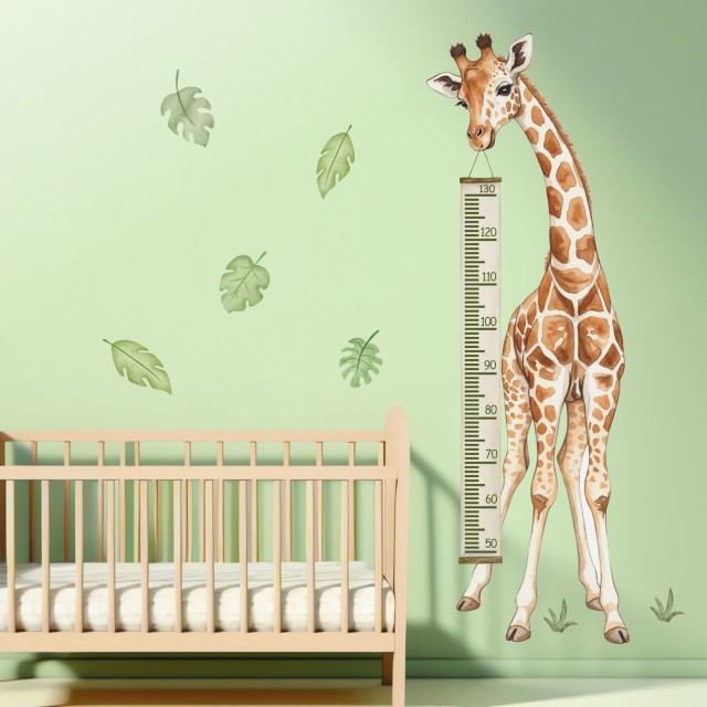Αυτοκόλλητα τοίχου παιδικά μεζούρα ύψους Καμηλοπάρδαλη 1278748