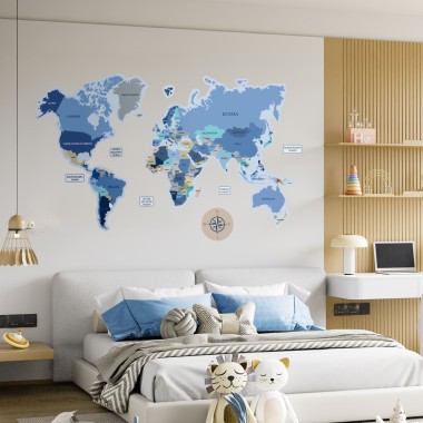 Αυτοκόλλητα τοίχου παιδικά - Παγκόσμιος γεωγραφικός Χάρτης με χώρες 1278749 2