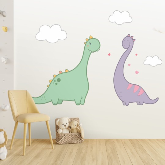 Αυτοκόλλητα τοίχου παιδικά  -  Χαριτωμένοι Δεινόσαυροι