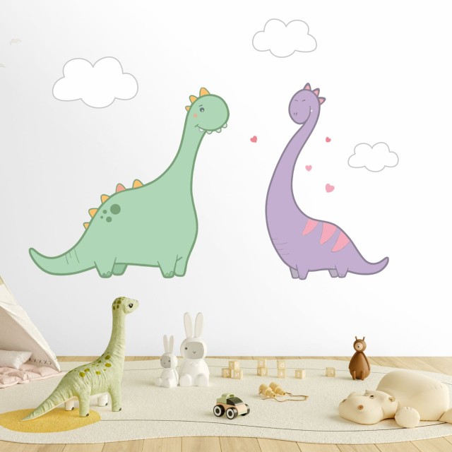Αυτοκόλλητα τοίχου παιδικά  -  Χαριτωμένοι Δεινόσαυροι