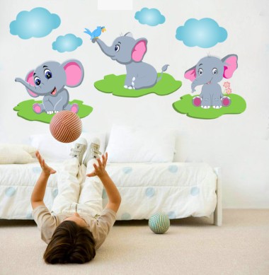 Αυτοκόλλητο τοίχου - Χαρούμενα ελεφαντάκια 1280027 2