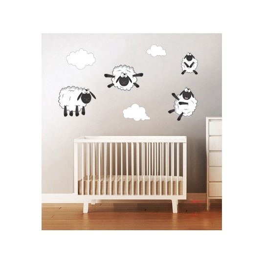 Αυτοκόλλητο τοίχου - Προβατάκια με συννεφα Αυτοκόλλητο τοίχου - Προβατάκια με συννεφα