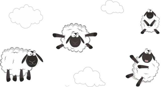 Αυτοκόλλητο τοίχου - Προβατάκια με συννεφα-0