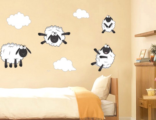 Αυτοκόλλητο τοίχου - Προβατάκια με συννεφα-2 Αυτοκόλλητο τοίχου - Προβατάκια με συννεφα-2