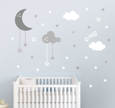 Αυτοκολλητο τοιχου Σύννεφα & Αστέρια Moon stars 127984 2
