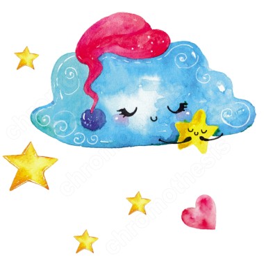 Φεγγάρι, σύννεφα και αστεράκια ζωγραφισμένα 127954 2
