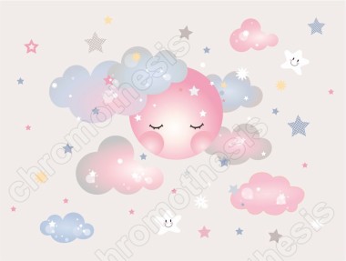 Αυτοκολλητο τοιχου Sleepy moon Pink 1279780 2
