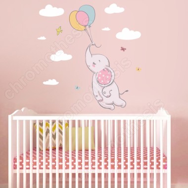 Αυτοκόλλητο τοίχου Ελεφαντάκι με μπαλόνια 127955 2