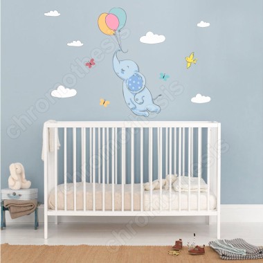 Αυτοκόλλητο τοίχου Ελεφαντάκι με μπαλόνια 127956 2