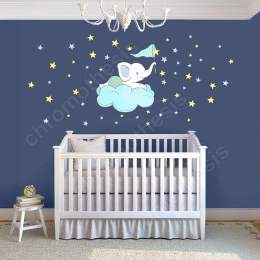 Αυτοκόλλητο τοίχου Ελεφαντάκι αστεράκια 128057 2