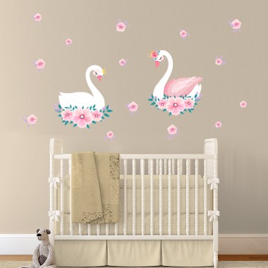 Αυτοκόλλητα τοίχου - White swans 127933 2