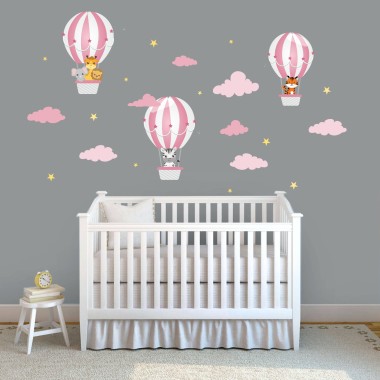 Αυτοκόλλητα τοίχου - Αεροστατα με ζωάκια 1279373 2