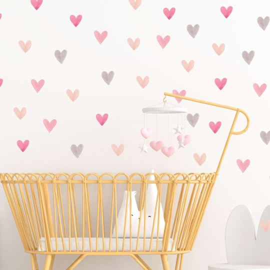 Αυτοκόλλητο τοίχου Watercolor hearts 1279891 Αυτοκόλλητο τοίχου Watercolor hearts 1279891