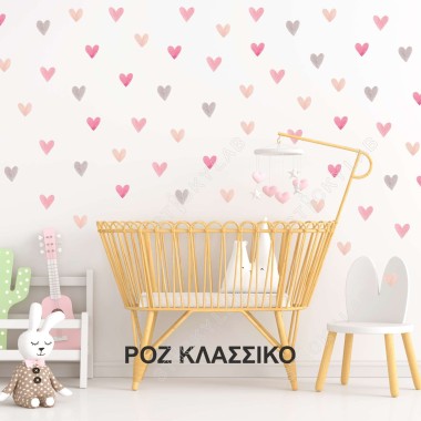 Αυτοκόλλητο τοίχου Watercolor hearts 1279891 2