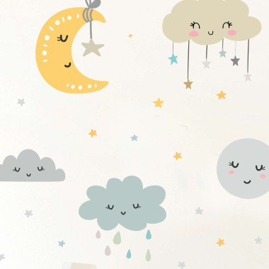 Αυτοκολλητο τοιχου Σύννεφα & Αστέρια Moon stars 1279822 2