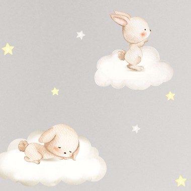 Αυτοκόλλητο τοίχου Φεγγαράκι και κουνελάκια 127872 2