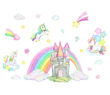Αυτοκόλλητο τοίχου Rainbow Unicorn Castle 1279476 2