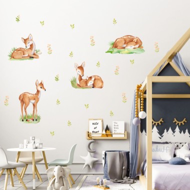 Αυτοκόλλητο τοίχου Watercolor Forest Deers 1279151 2