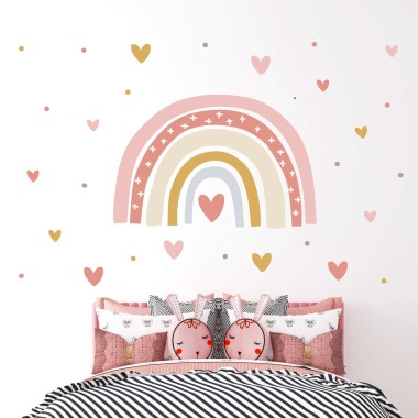 Αυτοκόλλητο τοίχου Rainbow hearts 1279479 2
