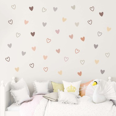 Αυτοκόλλητο τοίχου Boho Minimal hearts 1278986 2