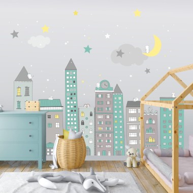 Παιδικα αυτοκολλητα τοιχου - Πόλη με ψηλά κτίρια  1278786 2