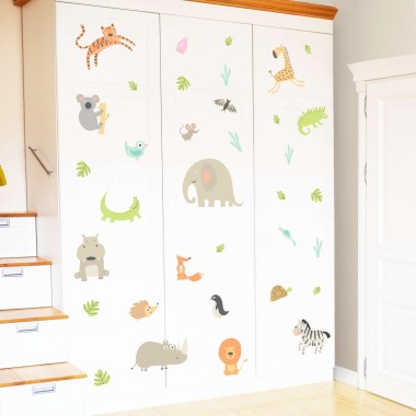 Αυτοκόλλητα τοίχου παιδικά Καρτούν Ζωάκια της ζούγκλας 1278866 2