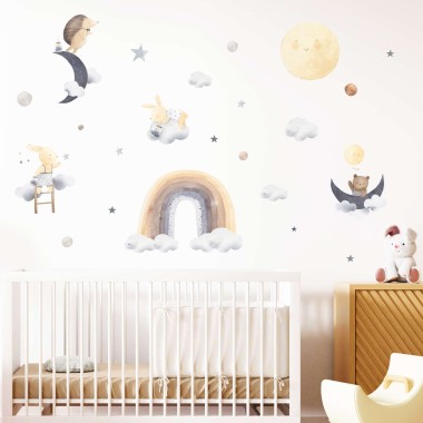 Αυτοκόλλητο τοίχου Cute animals rainbow 1278798 2