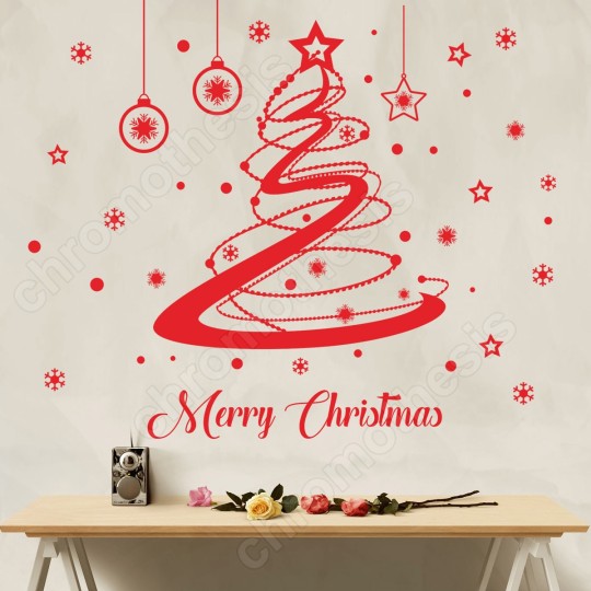 Αυτοκόλλητο χριστουγεννιάτικο δέντρο με μπάλλες 120016 Αυτοκόλλητο χριστουγεννιάτικο δέντρο με μπάλλες 120016