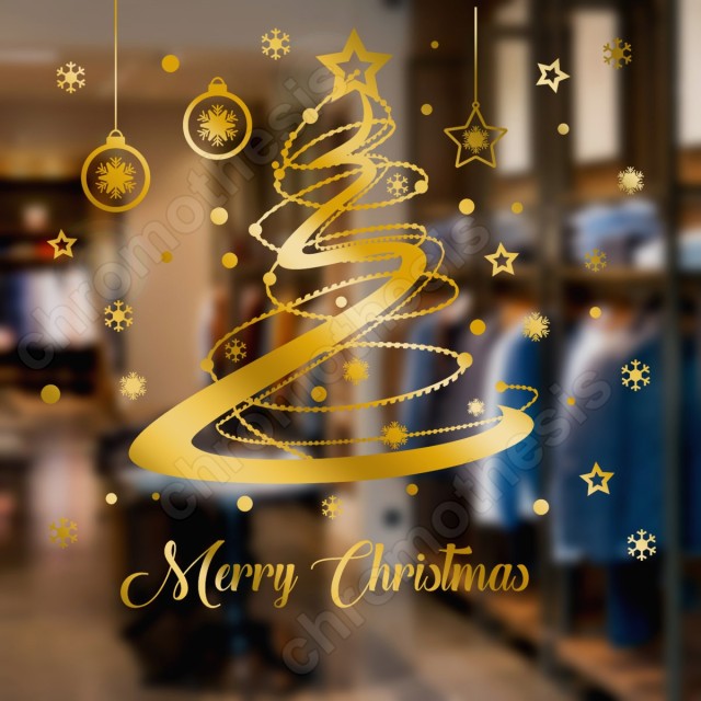 Αυτοκόλλητο χριστουγεννιάτικο δέντρο με μπάλλες 120016