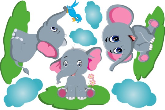 Αυτοκόλλητο τοίχου - Χαρούμενα ελεφαντάκια 1280027 Αυτοκόλλητο τοίχου - Χαρούμενα ελεφαντάκια 1280027