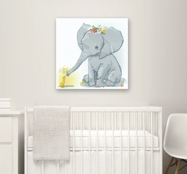 Πίνακας Cartoon Elephant with bird 118016 2