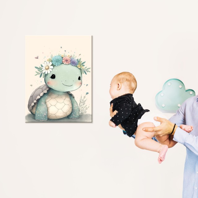 Παιδικός πίνακας σε καμβά Χελώνα (από 30x40 cm) 117008-0