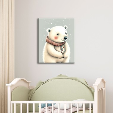 Παιδικός πίνακας σε καμβά Πολική Αρκούδα (από 30x40 cm) 117009 2