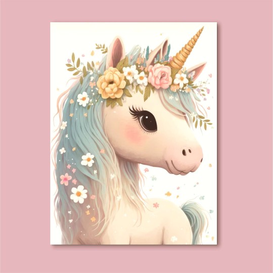 Παιδικός πίνακας σε καμβά Unicorn - Μονόκερος με λουλούδια (30x40 cm) 117014 Παιδικός πίνακας σε καμβά Unicorn - Μονόκερος με λουλούδια (30x40 cm) 117014