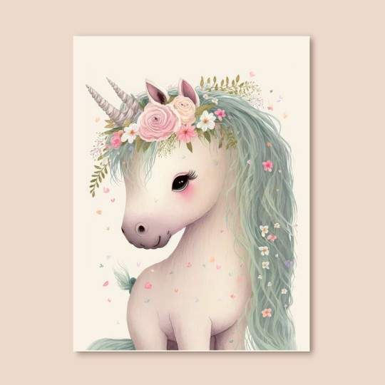 Παιδικός πίνακας σε καμβά Unicorn - Μονόκερος με λουλούδια (30x40 cm) 117015 Παιδικός πίνακας σε καμβά Unicorn - Μονόκερος με λουλούδια (30x40 cm) 117015