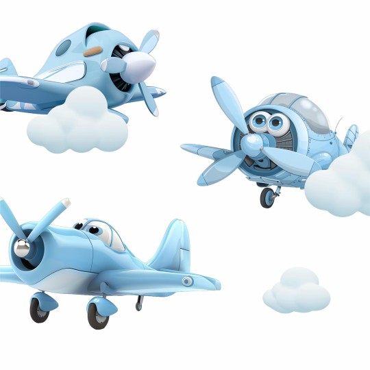 Παιδικά αυτοκόλλητα τοίχου 3D αεροπλανάκια 1279447
