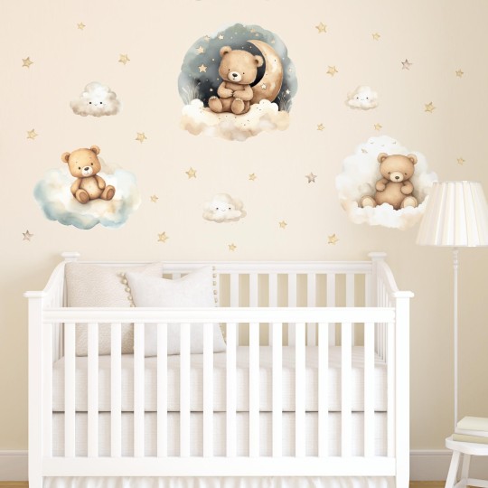 Παιδικά αυτοκόλλητα Αρκουδάκια με συννεφάκια 1278826