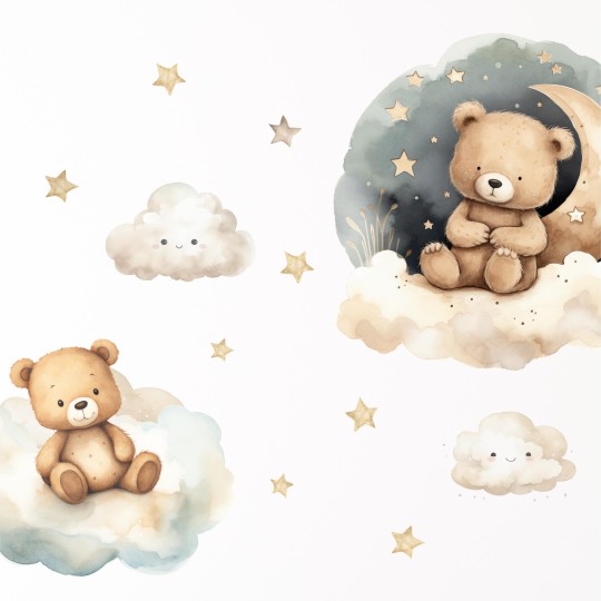 Παιδικά αυτοκόλλητα Αρκουδάκια με συννεφάκια 1278826