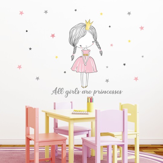Αυτοκόλλητα τοίχου Όλα τα κορίτσια είναι πριγκίπισσες 1278896