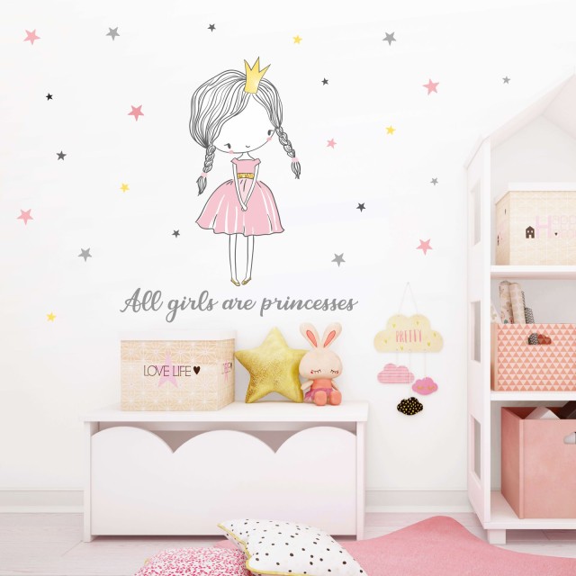 Αυτοκόλλητα τοίχου Όλα τα κορίτσια είναι πριγκίπισσες 1278896