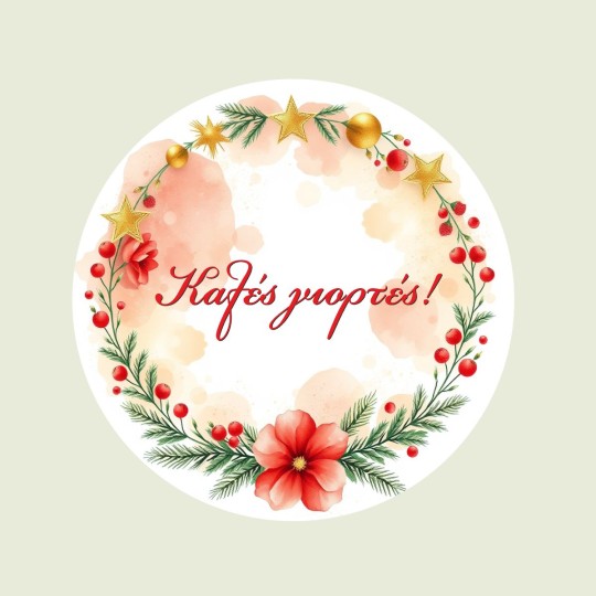 Αυτοκόλλητες ετικέτες στρογγυλές "Καλές γιορτές" 50050