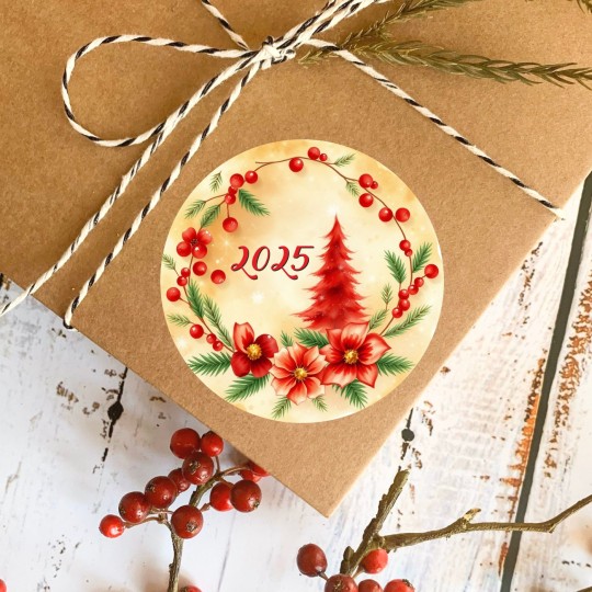 Αυτοκόλλητες ετικέτες στρογγυλές "Καλές γιορτές" 50055