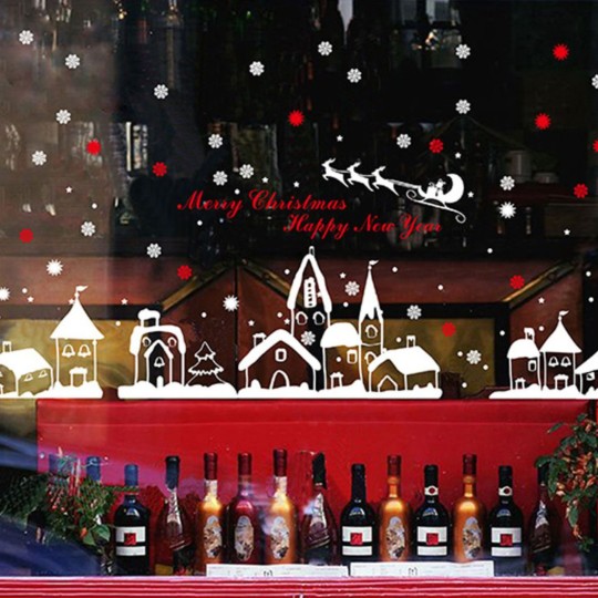 Αυτοκόλλητο χριστουγεννιάτικο  χιονισμένα σπιτάκια 1280272 Αυτοκόλλητο χριστουγεννιάτικο  χιονισμένα σπιτάκια 1280272