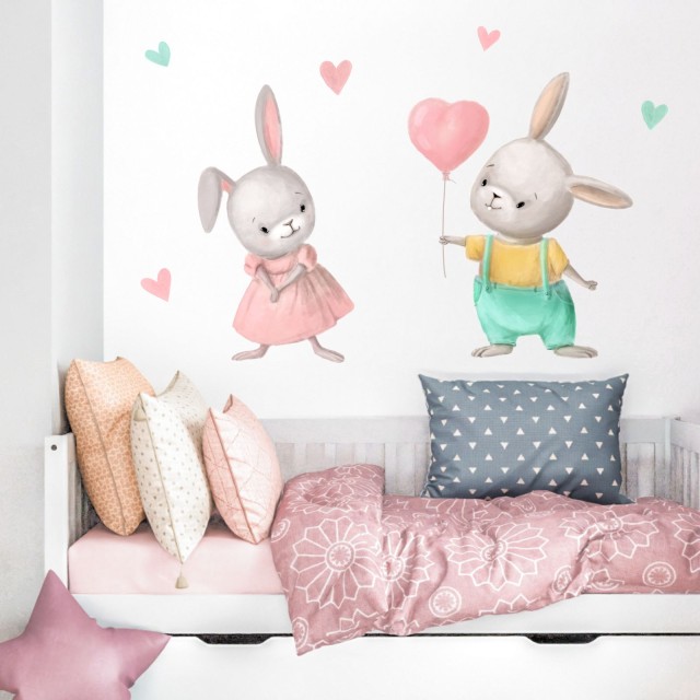 Αυτοκόλλητα τοίχου - Κουνελακια με καρδούλες 1278828