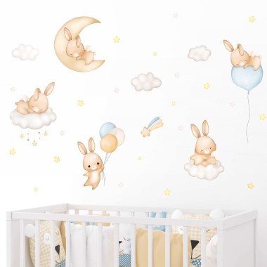 Αυτοκόλλητο τοίχου Χαριτωμένα κουνελάκια 1278834