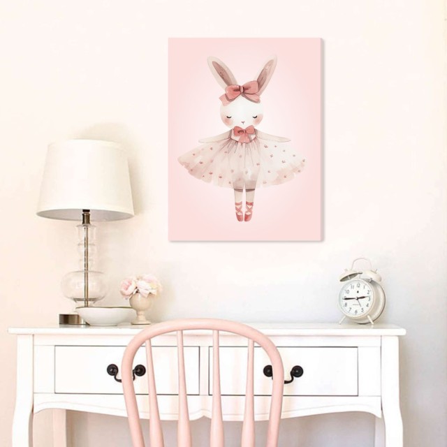 Παιδικός πίνακας σε καμβά Κουνελάκι μπαλαρίνα 117000